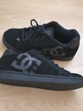 DC Men’s Black Sneakers with Gray Logo Accent